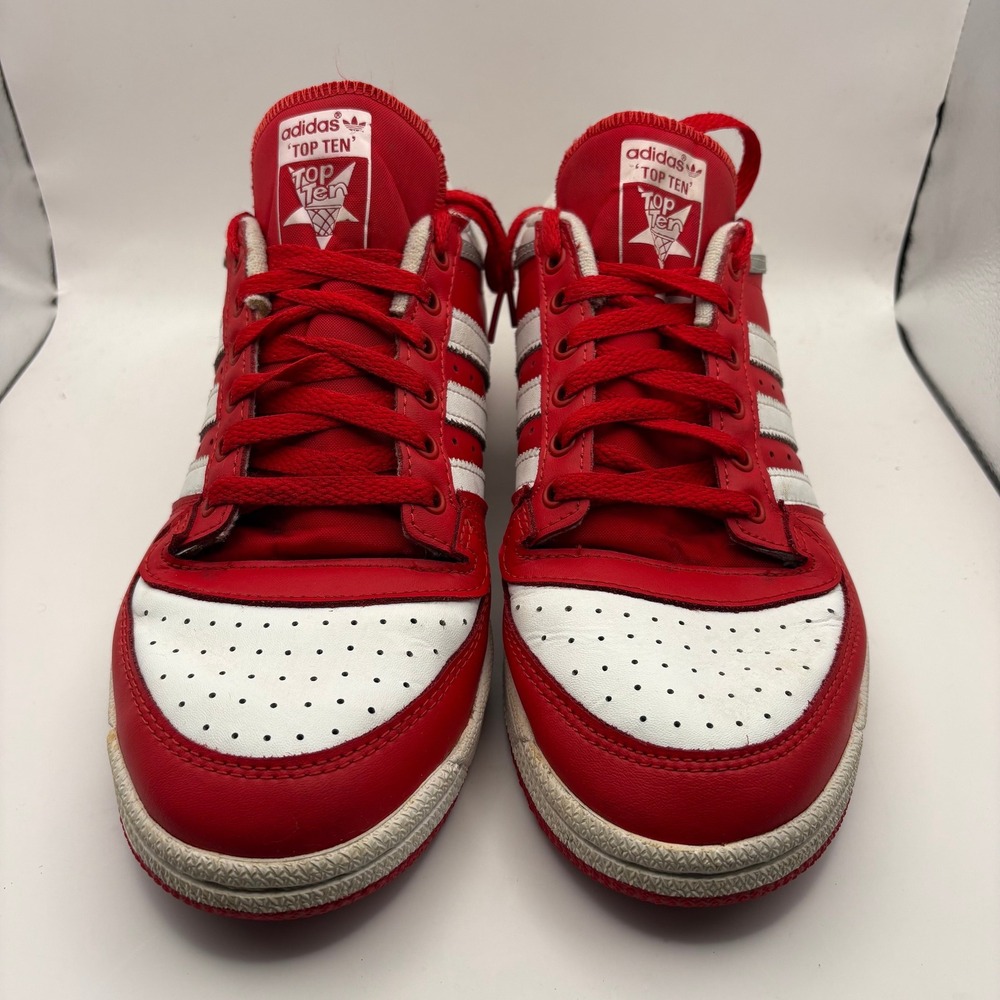 Adidas Top Ten Low Mens Red White Basketball Sneakers FX7882 Size 9